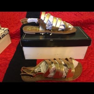Golden sandals $12, size 6